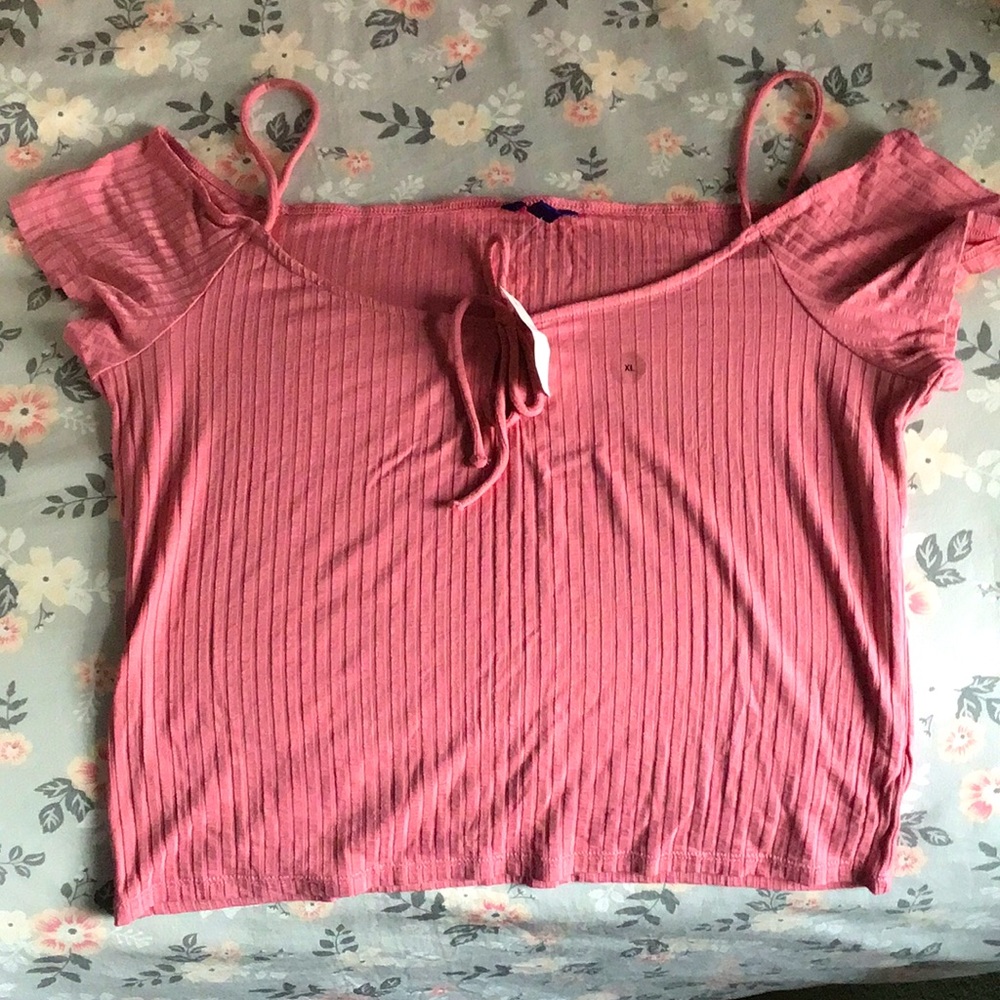 Aeropostale Juniors Mauve Off-the-shoulder Crop Top